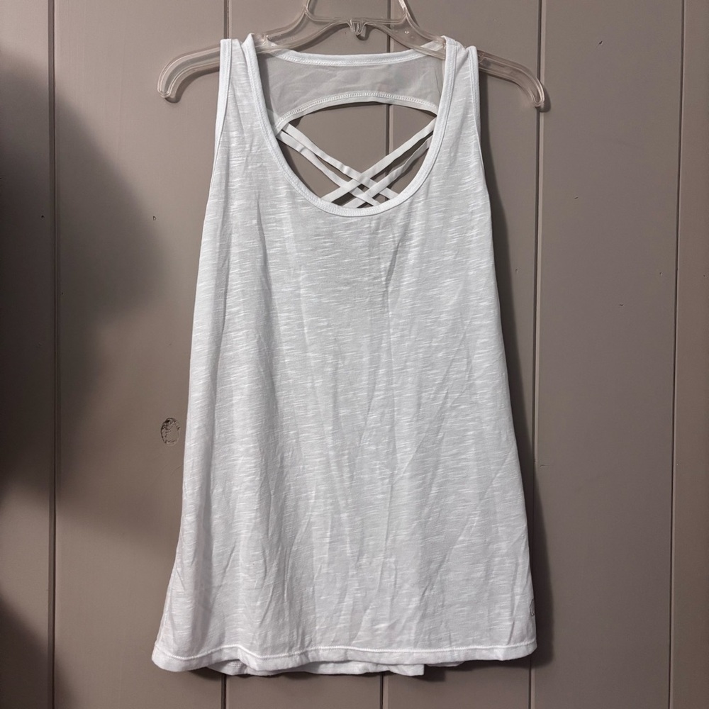 Balance collection white crisscross strappy long tank XL 16/18